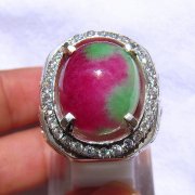 batu permata, batu mulia, cincin permata BATU MULIA ANTIK RUBY ZOISITE GAMBAR ANJING